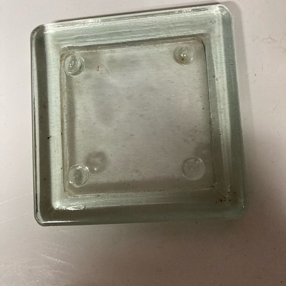 Glass Candle holder with 4 tabs on bottom 5 inches wide both ways - Picture 2 of 2